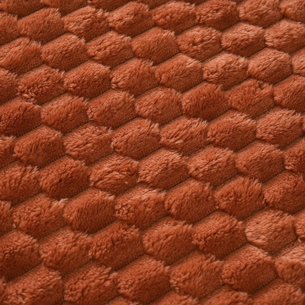 Puncuntex Burnt Orange Throw Blanket 50"×60" Fuzzy 3D Jacquard Decorative