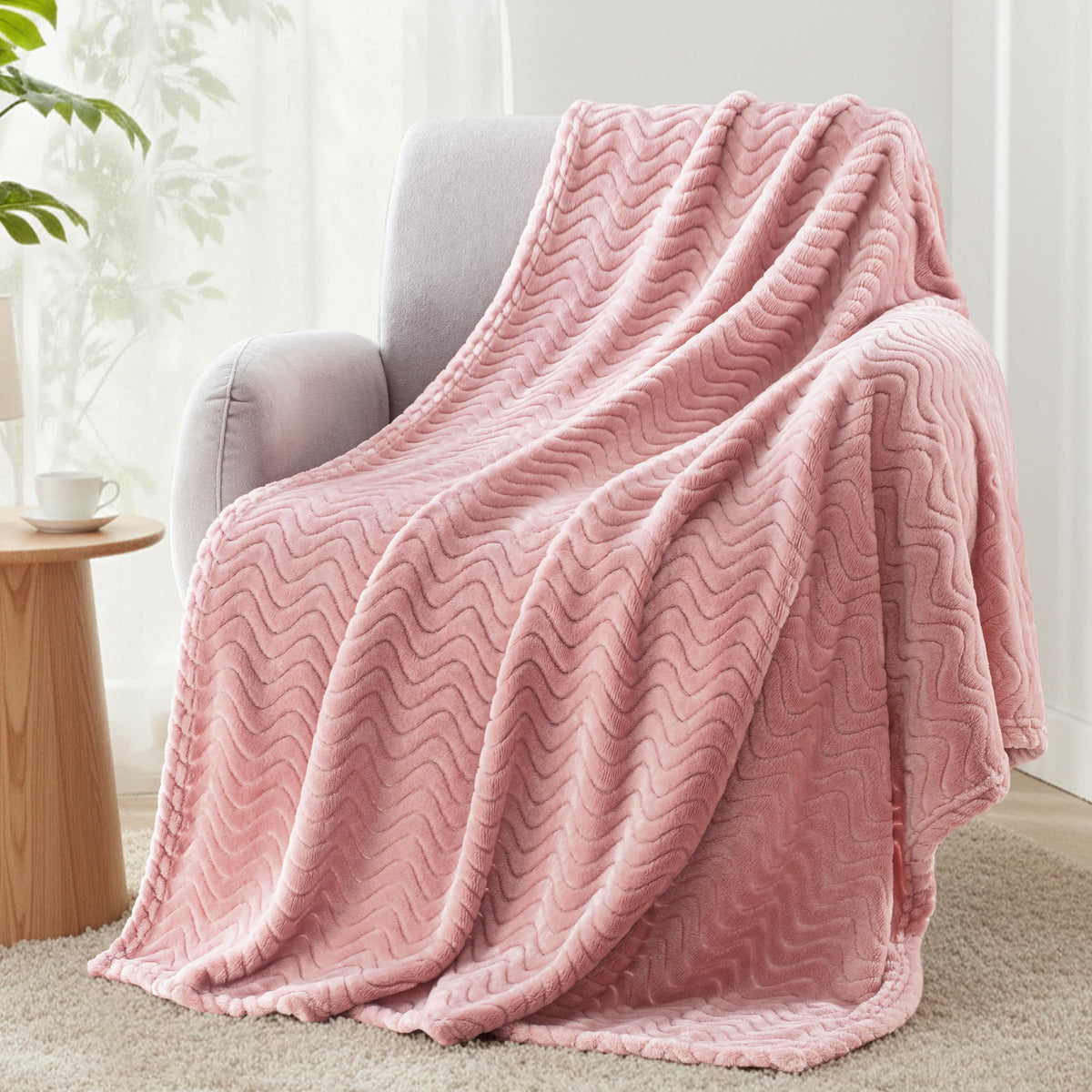 Exclusivo Mezcla Large Fleece Throw Blanket for Couch, Sofa, Celadon