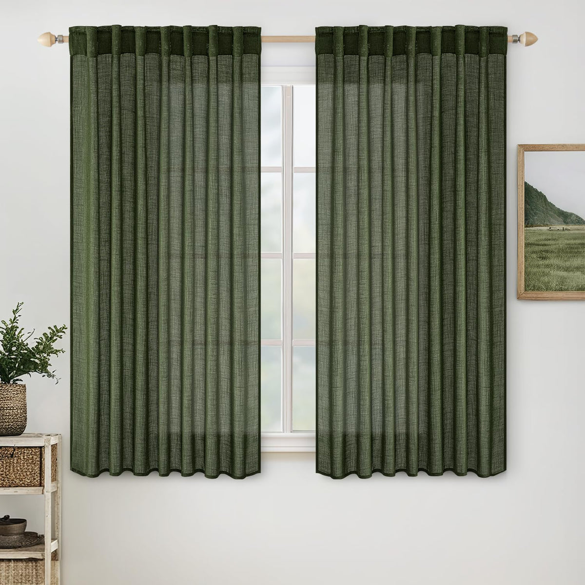 MIULEE Taupe Linen Curtains 52x84 Inch Length for Bedroom and Living Room