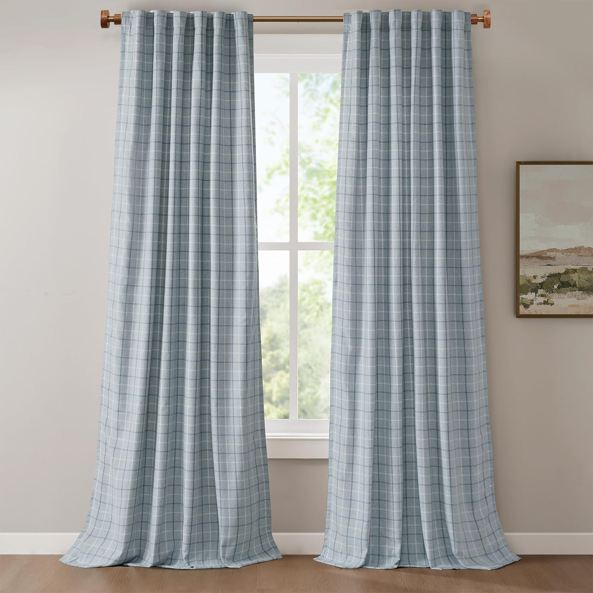 Madison Park Plaid Window Curtain Thermal Insulated, 1 Panel, 50x95 Brown