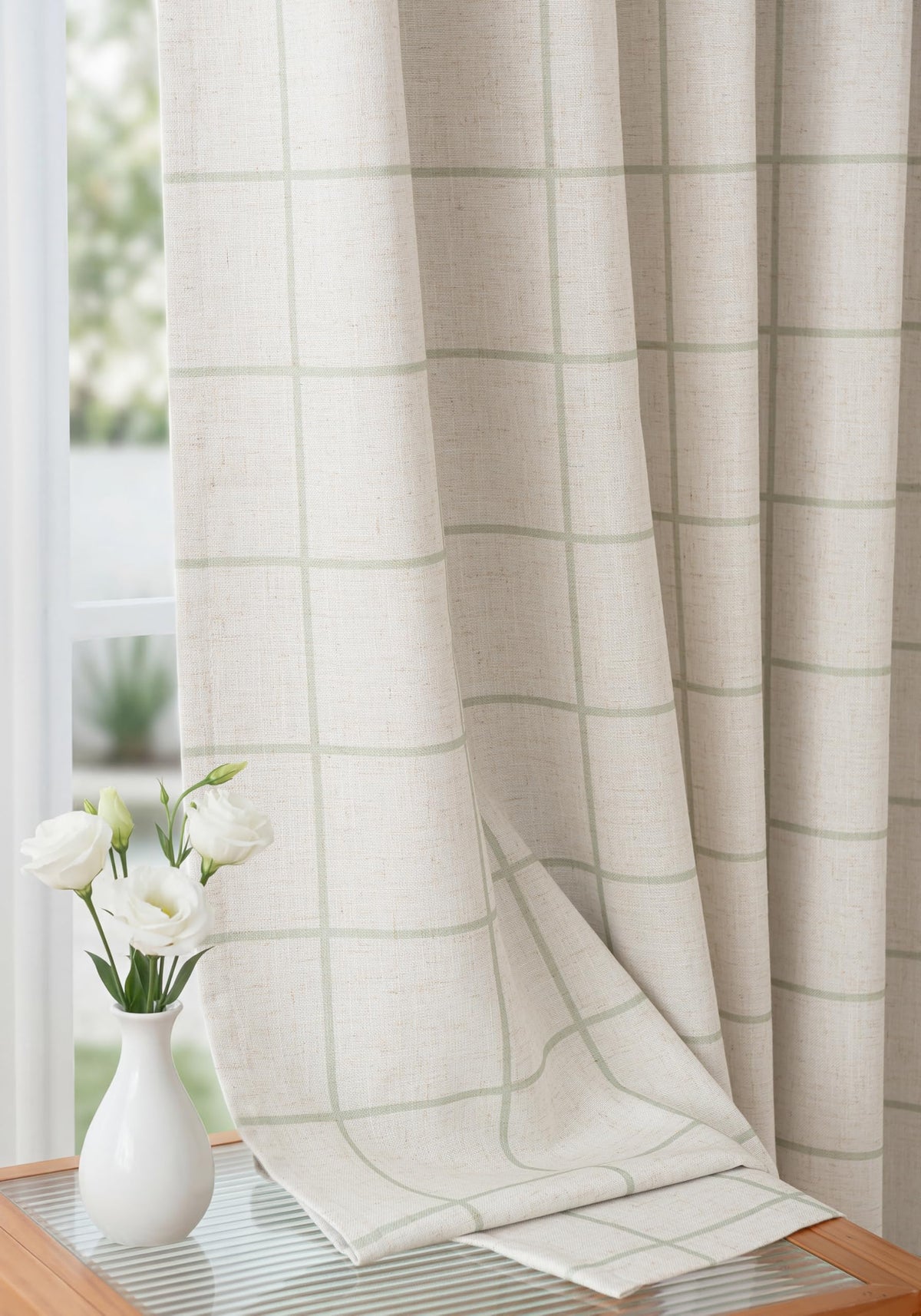 THREE GIRLS Plaid Pinch Pleated Curtains - Modern Luxury Linen Buffalo Blackout Drapes, Thermal Insulated Double Layer Window Panels for Living Room Bedroom, 120 Inches Long Brown 2 Panels Set