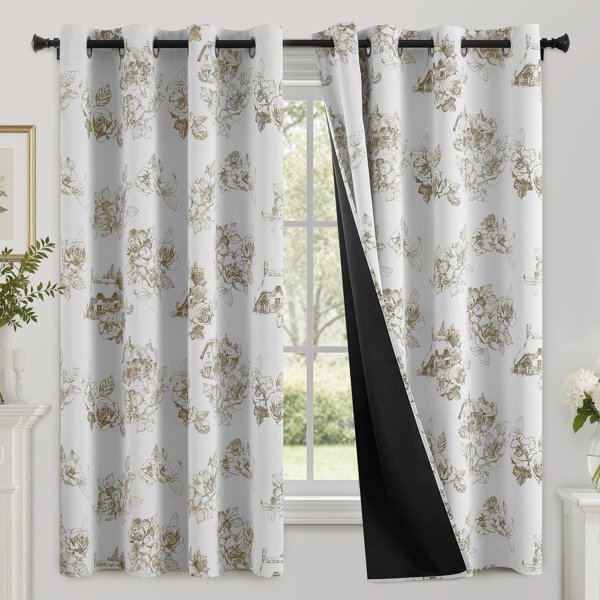SimpleHome Cream 100% Blackout Curtains Room Darkening Living Room 84 Inch