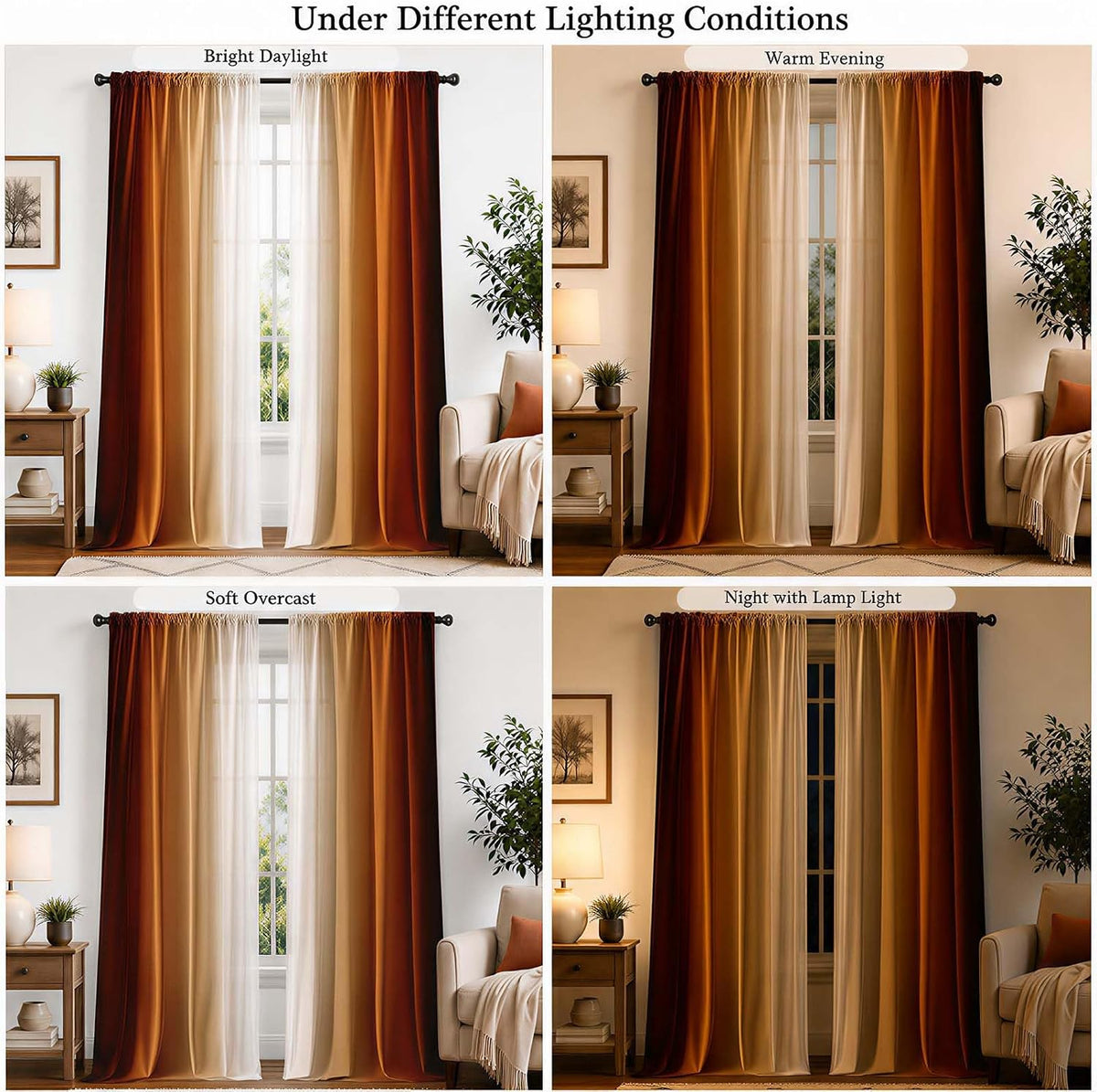 Burnt Orange Curtains 84 Inch Length for Living Room,2 Panels