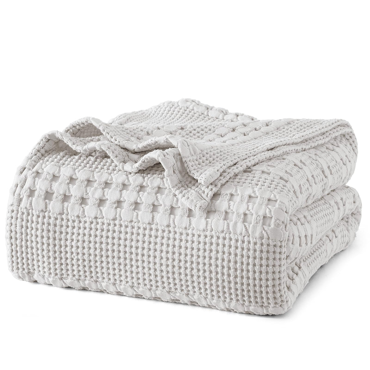 PHF Lightweight 100% Cotton Waffle Throw Blanket for Couch, Light Taupe