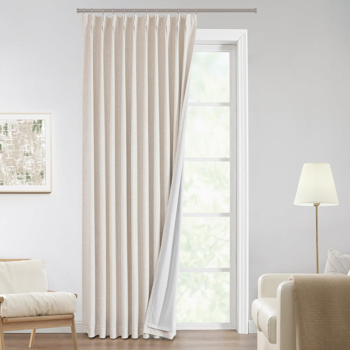 Vision Home Pinch Pleated Full Blackout Curtains Linen Blended Room Darkening Window Curtains 84 inch for Living Room Bedroom Thermal Insulated Pinch Pleat Drapes with Hooks 2 Panel 40"Wx84"L,Blue Fog