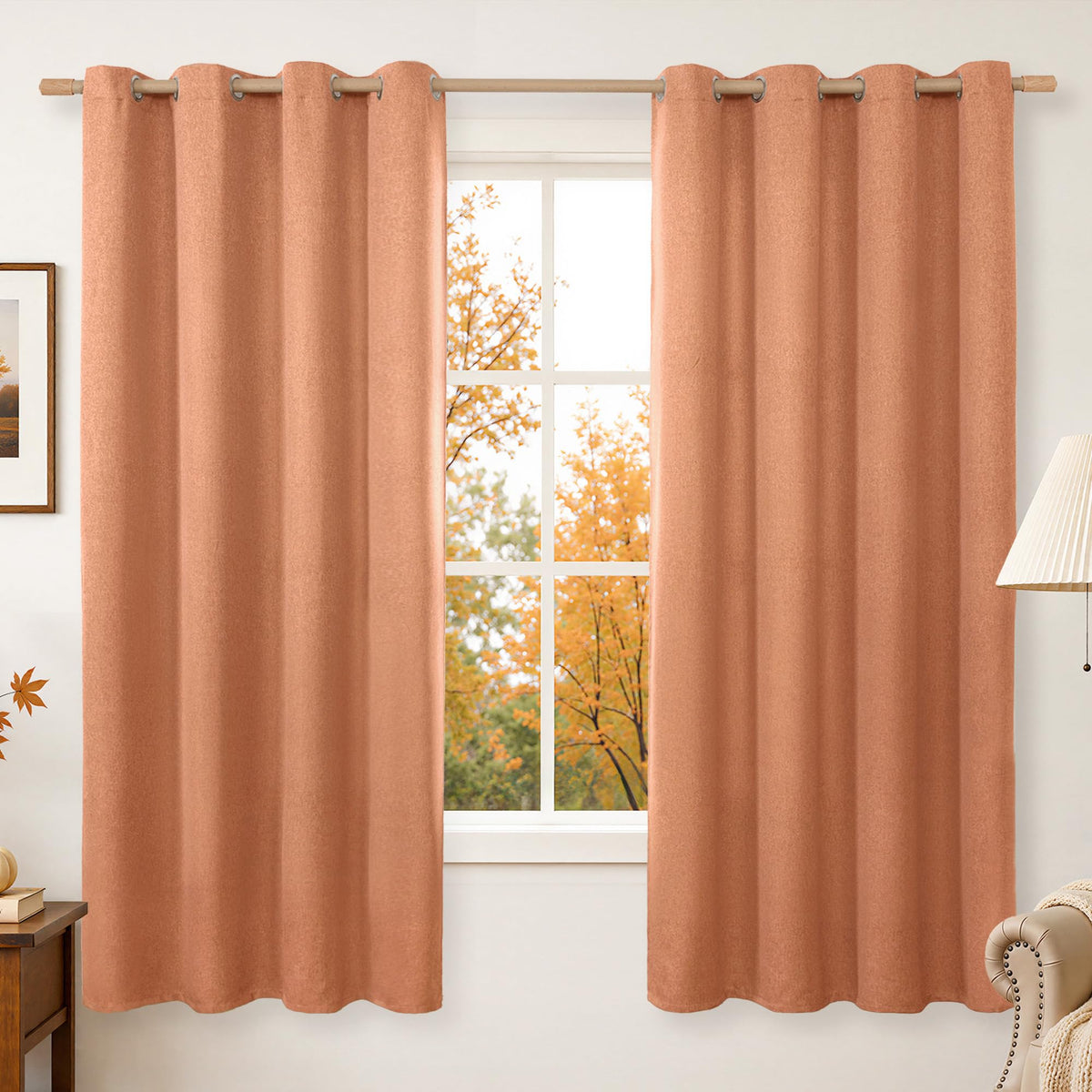 BGment Oatmeal Linen Curtains for Living Room 95 Inch Length 2 Panels Set, Privacy Drapes Light Filtering with Grommet for Farmhouse Bedroom No See Through, Each 52 Inch Wide