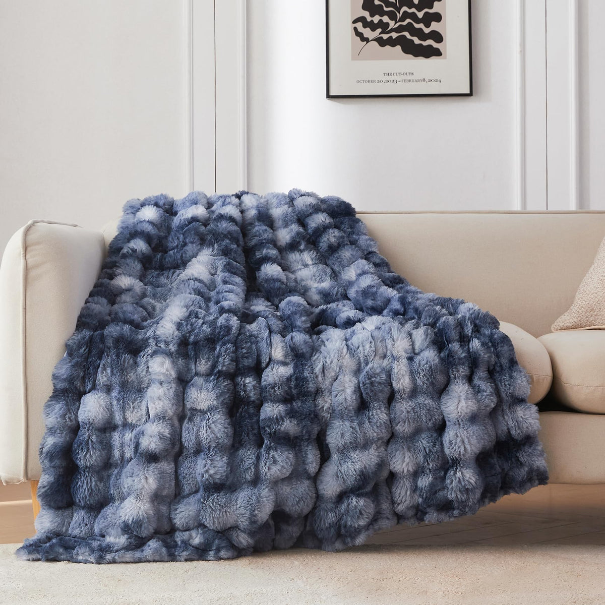 COOVA Soft Bubble Faux Fur Throw Blanket, 50"x60", Tie-dye Brown