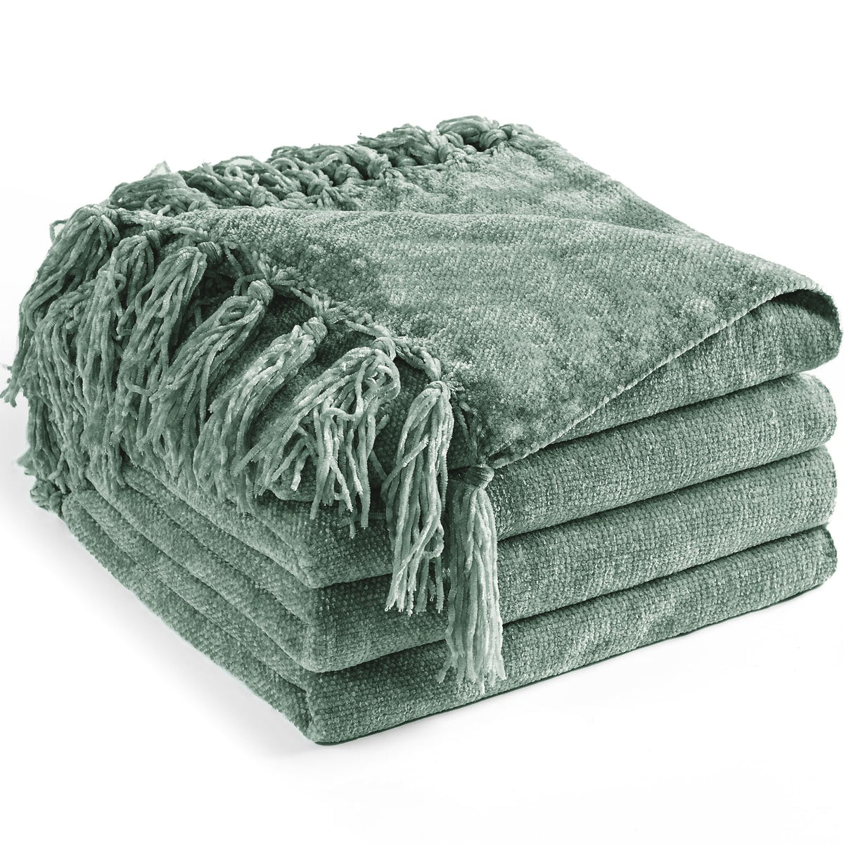 Chenille Throw Blanket for Couch 50" x 60", Olive Green