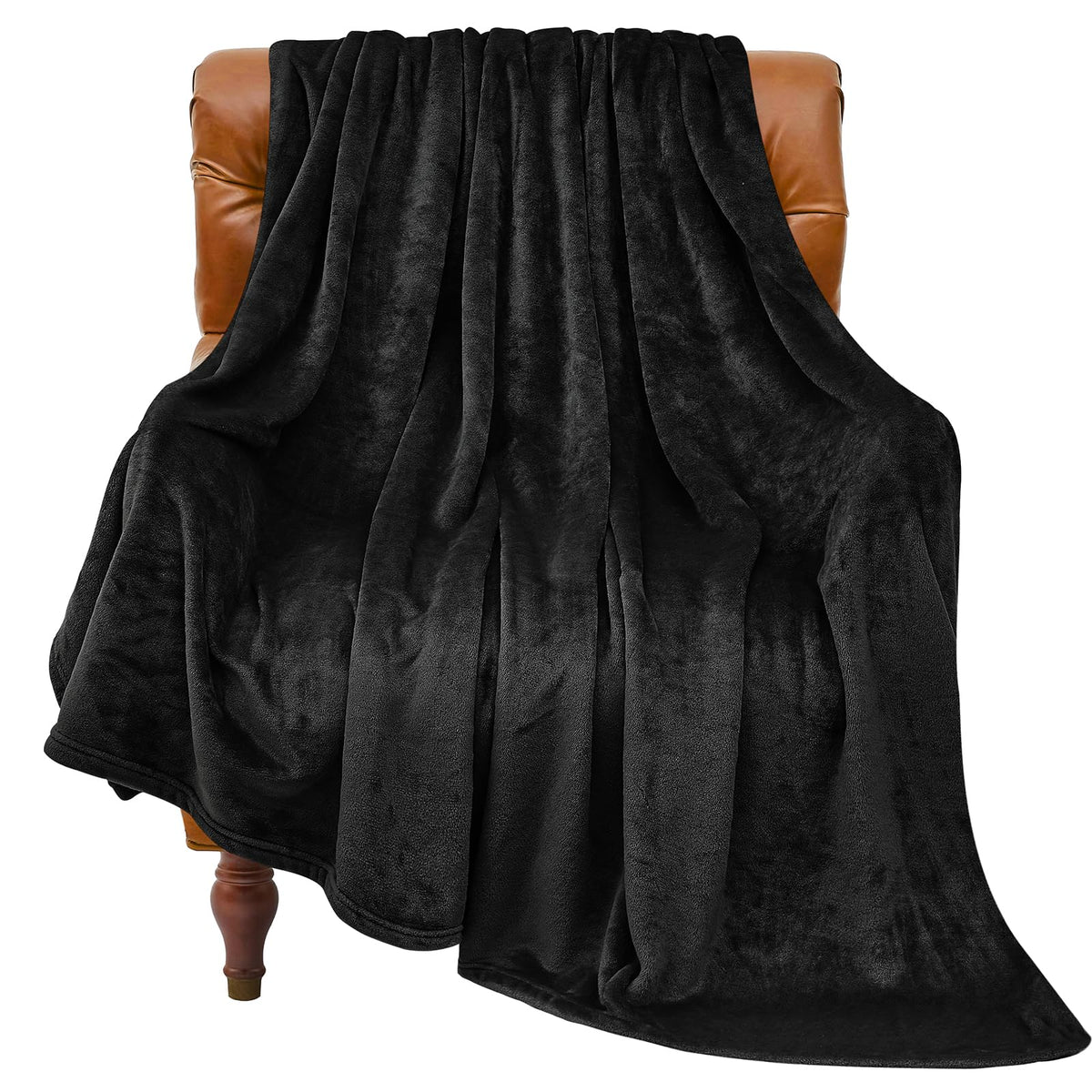 BEDELITE Fleece Blanket Soft Plush Throw for Couch Black 50"x60"
