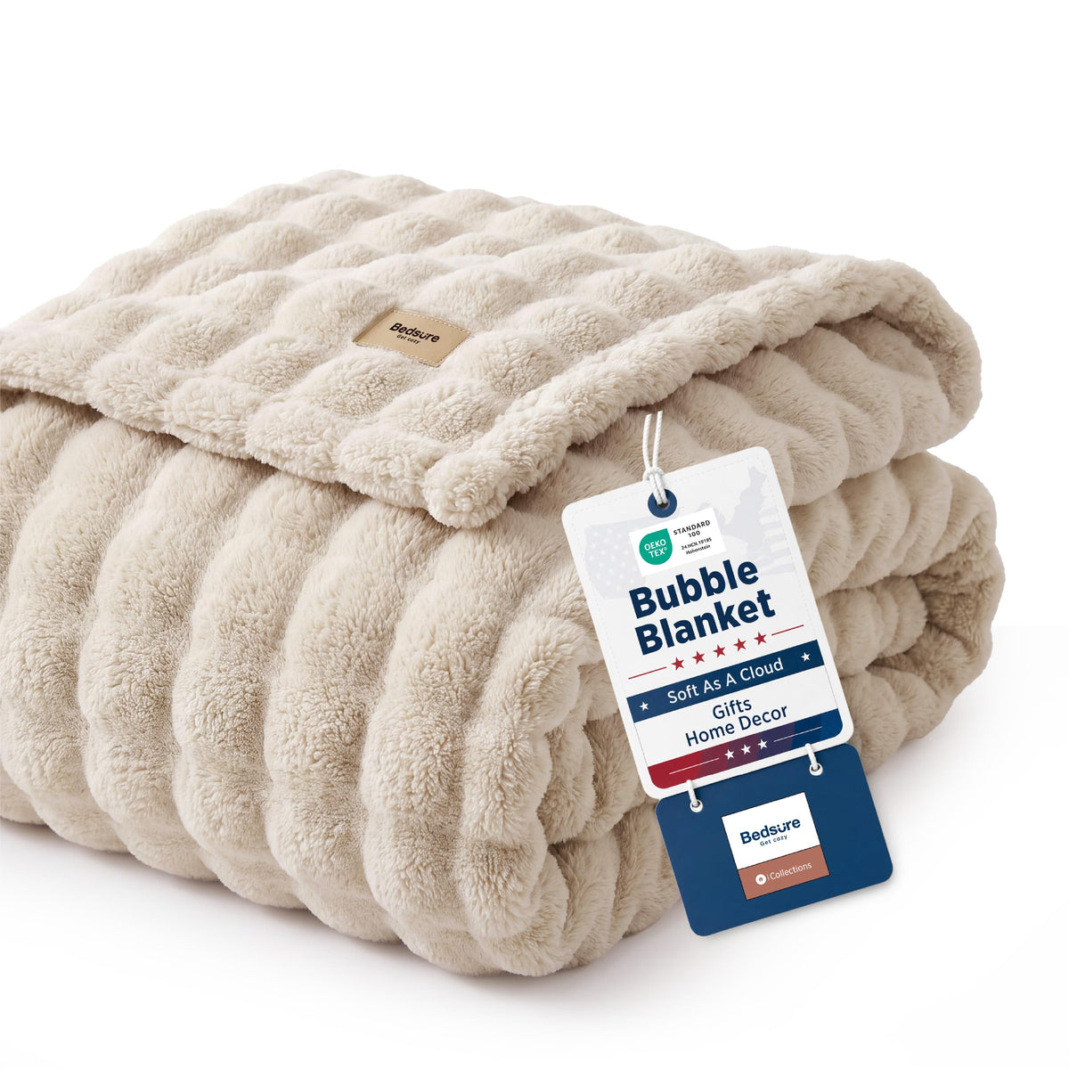 Bedsure Cloud Bubble Blanket, Soft Cozy Throw, Off White, 50"×60"