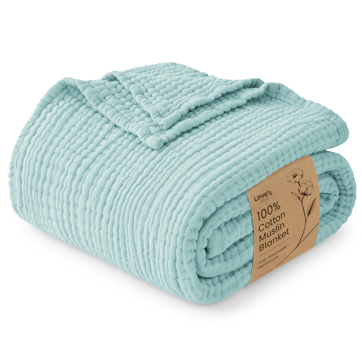 Love's cabin 100% Cotton Muslin Blanket, 6 Layer Lightweight Breathable Gauze Throw Blanket 50 x 60 Inches, Soft All Season Blanket for Couch, Bed, Sofa, Beige