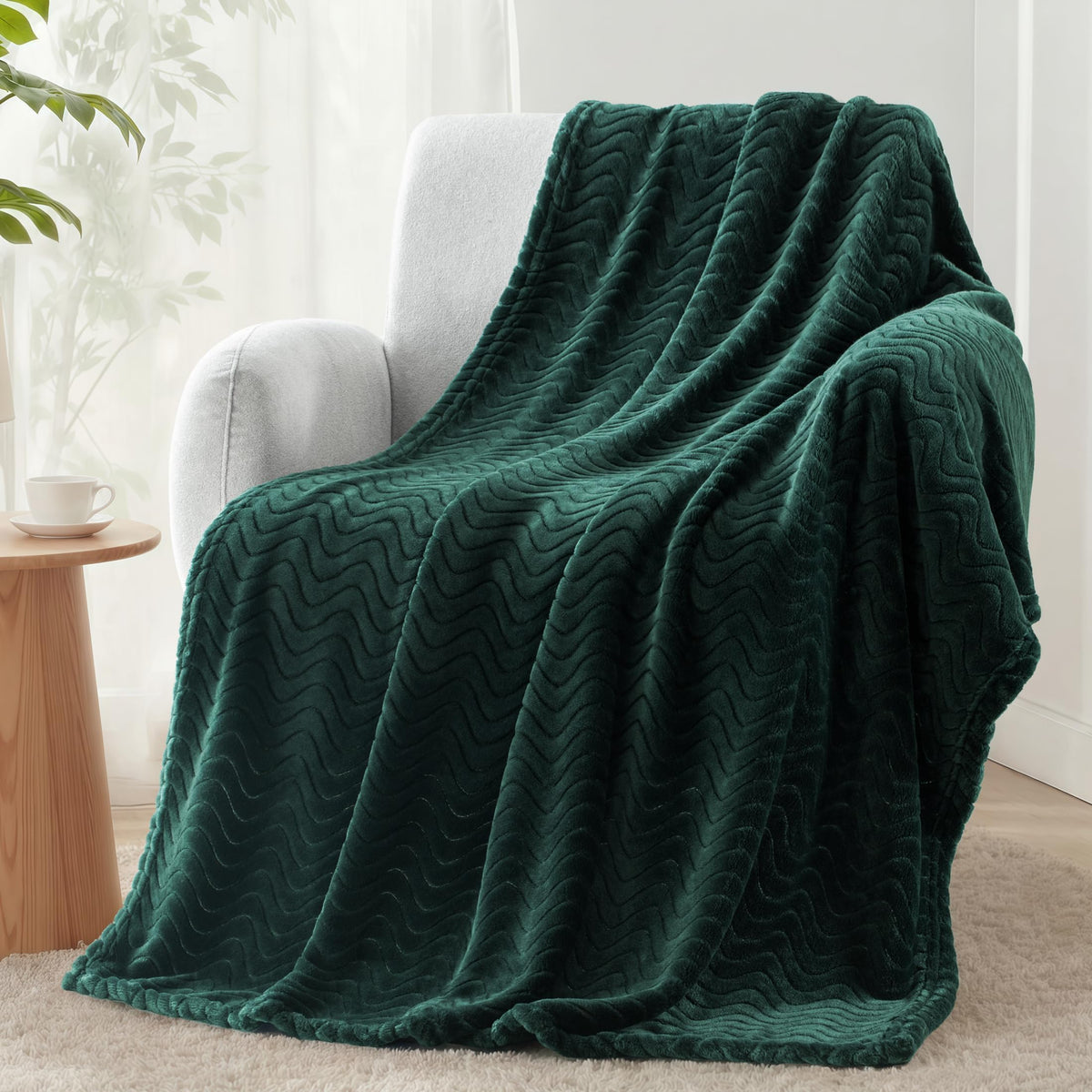 Exclusivo Mezcla Large Fleece Throw Blanket for Couch, Sofa, Celadon