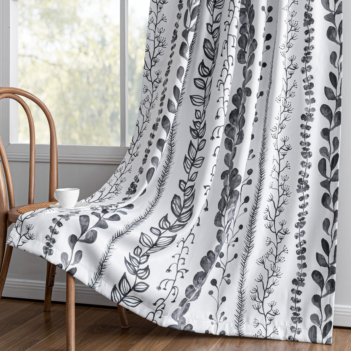 MEETSKY Sage Green Curtains 72 Inches Long 2 Panels Boho Curtains for Living Room Light Filtering Patterned Drapes for Bedroom Linen Style Back Tab Leaf Print Window Treatment, 50” Wide Each Panel