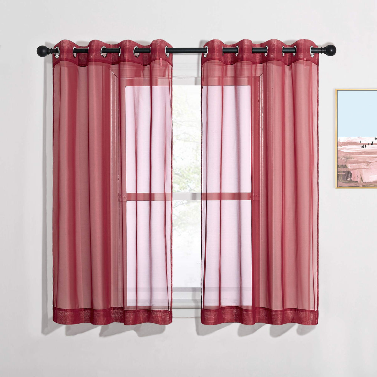 NICETOWN White Sheer Curtains & Drapes 96 inches Long for Living Room - Grommet Top Solid Lightweight & Airy Gauzy Window Treatments with Light Filtering for Bedroom, 2 Panels, W54 x L96