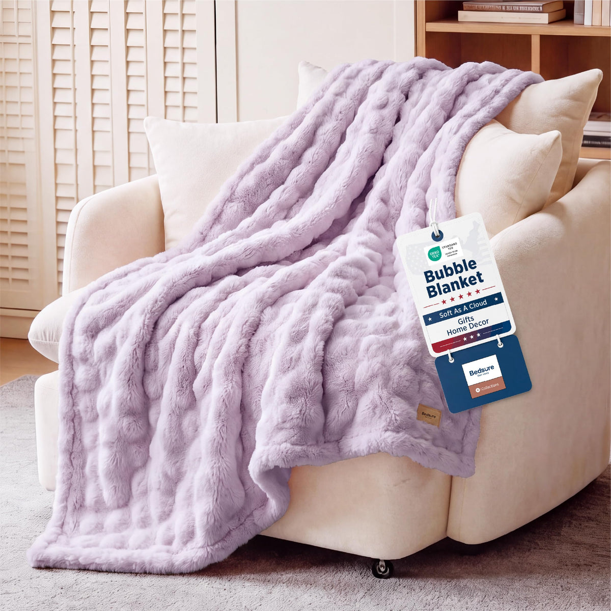 Bedsure Cloud Bubble Blanket, Soft Cozy Throw, Off White, 50"×60"