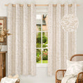 BGment Green Leaf Linen Curtains for Living Room 84 Inch Length 2 Panels