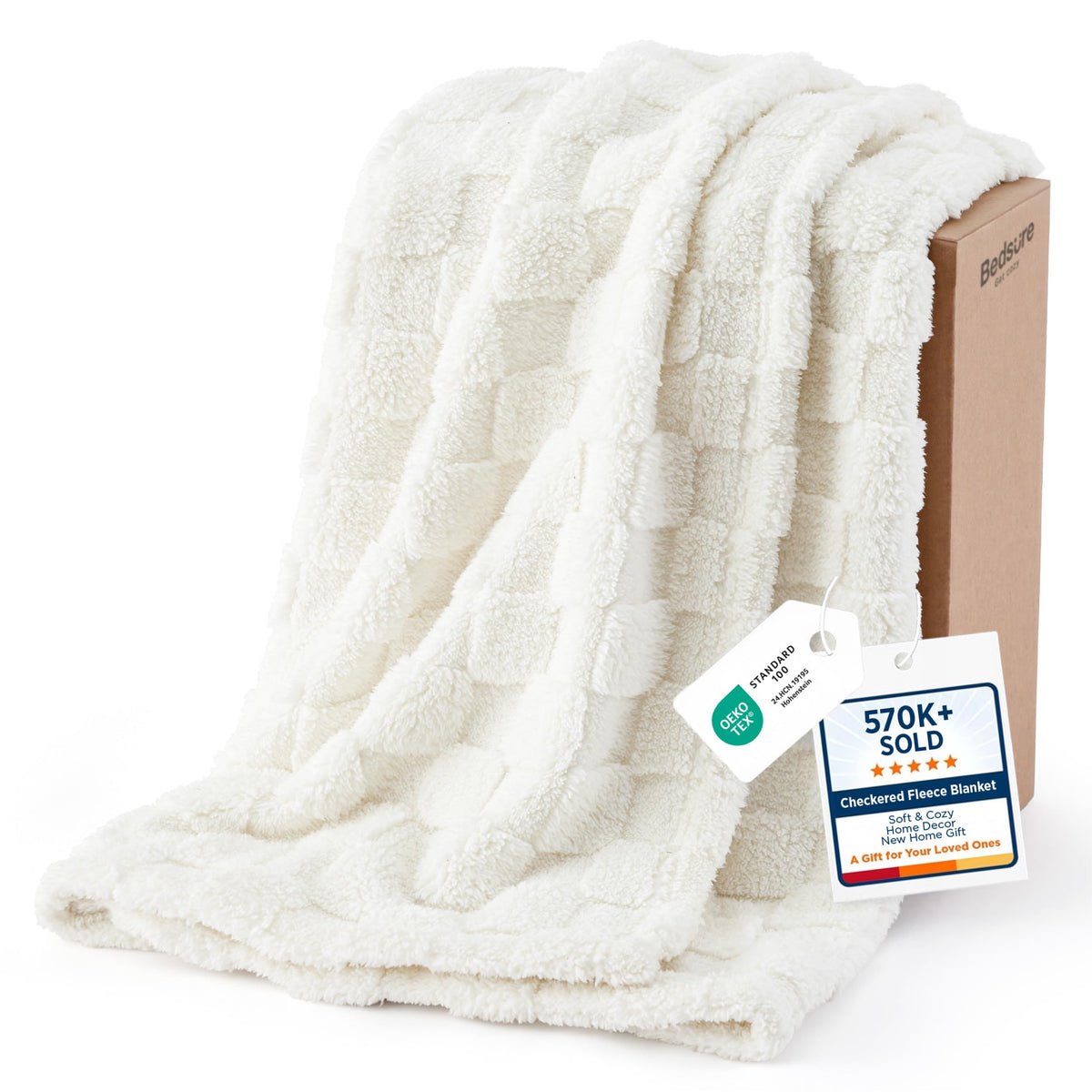 Bedsure Checkered Fleece Throw Blanket,Cute Home Decor,Sage Green,50"×60"