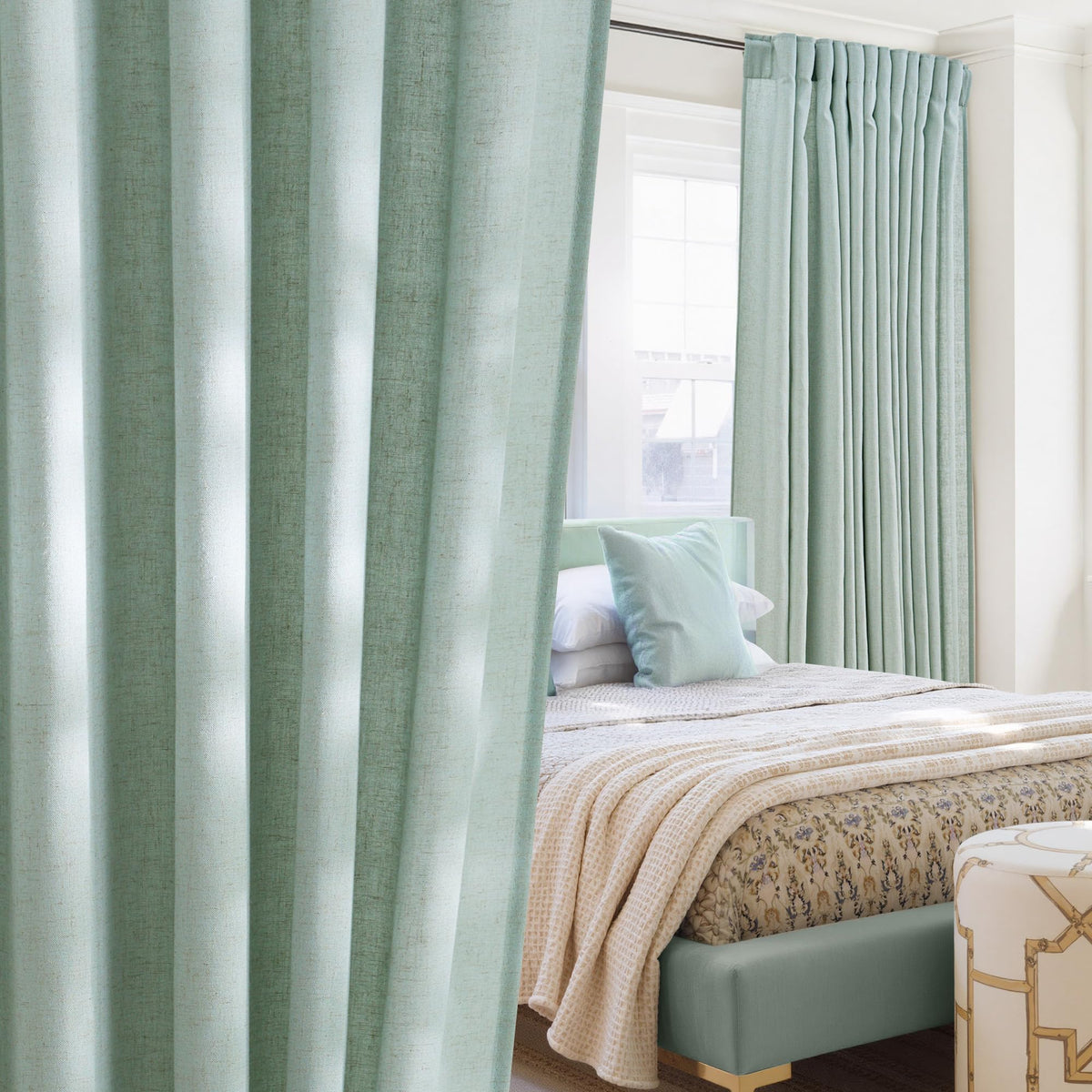 NICETOWN Flax Sheer Linen Curtains for Living Room 95 inch Long 2 Panels, Rod Pocket & Back Tab Semi Sheer Drapes Privacy Added with Light Filtering for Bedroom/Living Room, Natural, W55 x L95