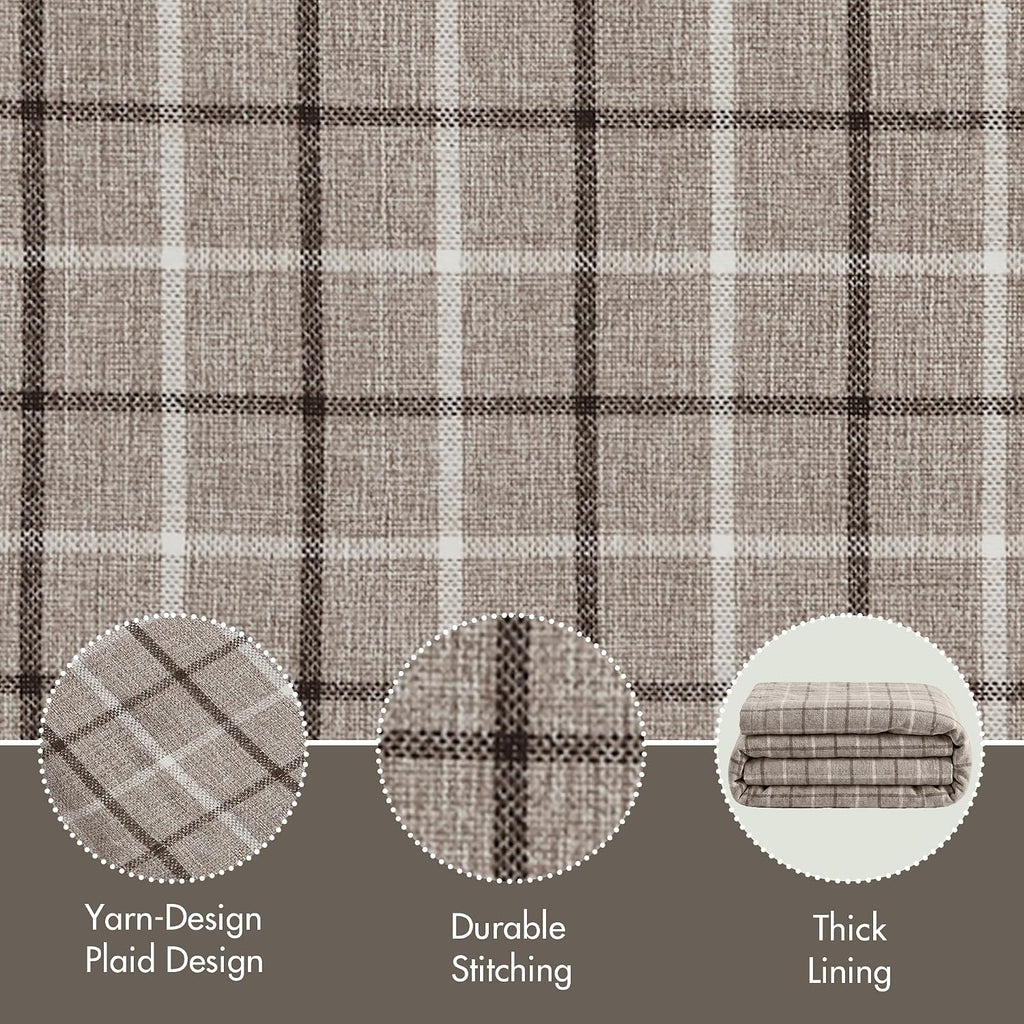 Madison Park Plaid Window Curtain Thermal Insulated, 1 Panel, 50x95 Brown