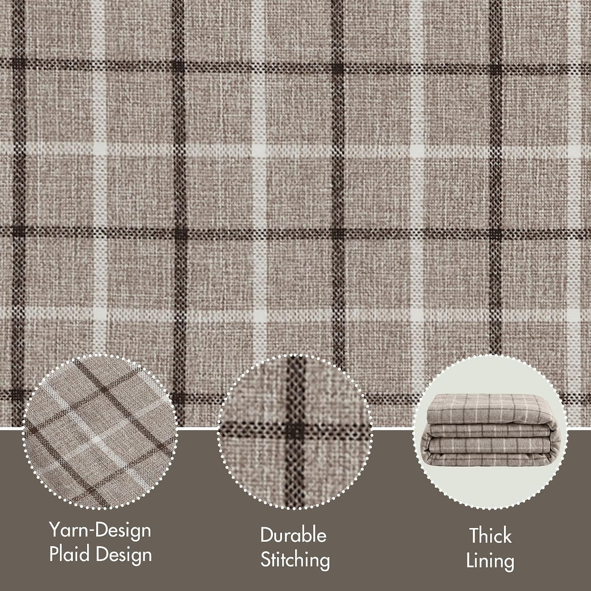 Madison Park Plaid Window Curtain Thermal Insulated, 1 Panel, 50x95 Brown