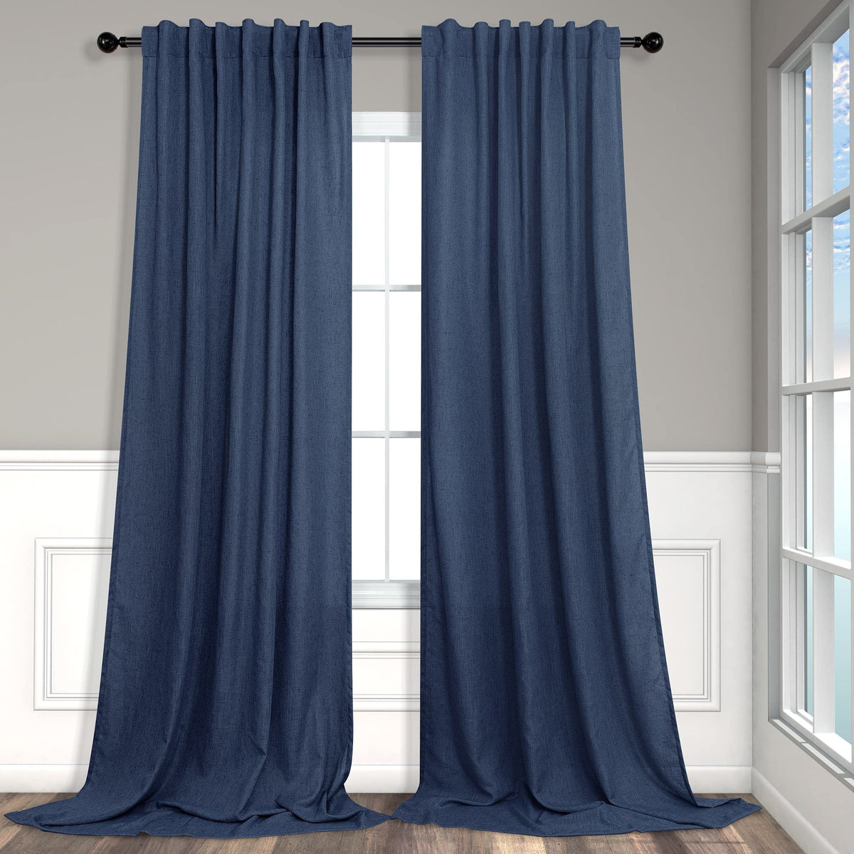 Natural Linen Back Tab Curtains 84 Inch Length for Living Room 2 Panel Pocket Drape Light Filtering Semi Sheer Neutral Country Rustic Farmhouse Boho Curtain Bedroom Muslin Look Ivory Cream Colored