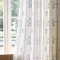 DrapePalette - Linen Blend Pinch Pleated Curtains 108 Inches Long for Living Room, Bedroom, Dining Room, Light Filtering Curtains 2 Panels Set, Modern Floral Printed Design, Antique White 30"W x 108"L
