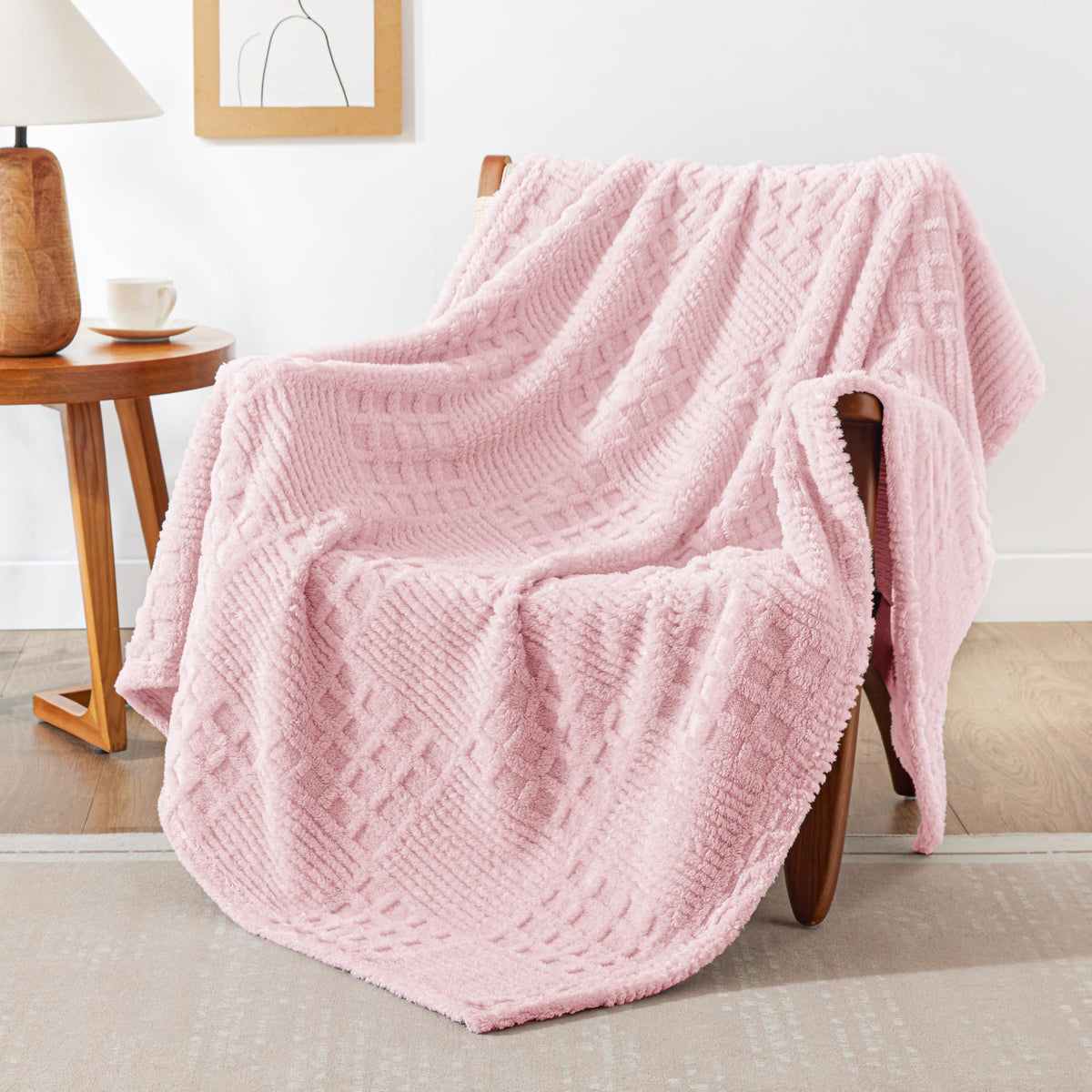 EXQ Home Turtle Shell Throw Blanket Beige for Couch Gentle Soft Fleece