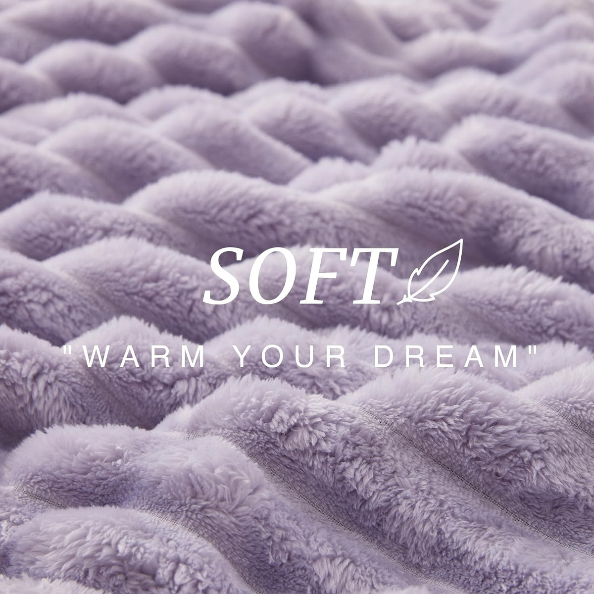 EXQ Home Stripe Jacquard Throw Blanket Light Purple for Couch Gentle Soft
