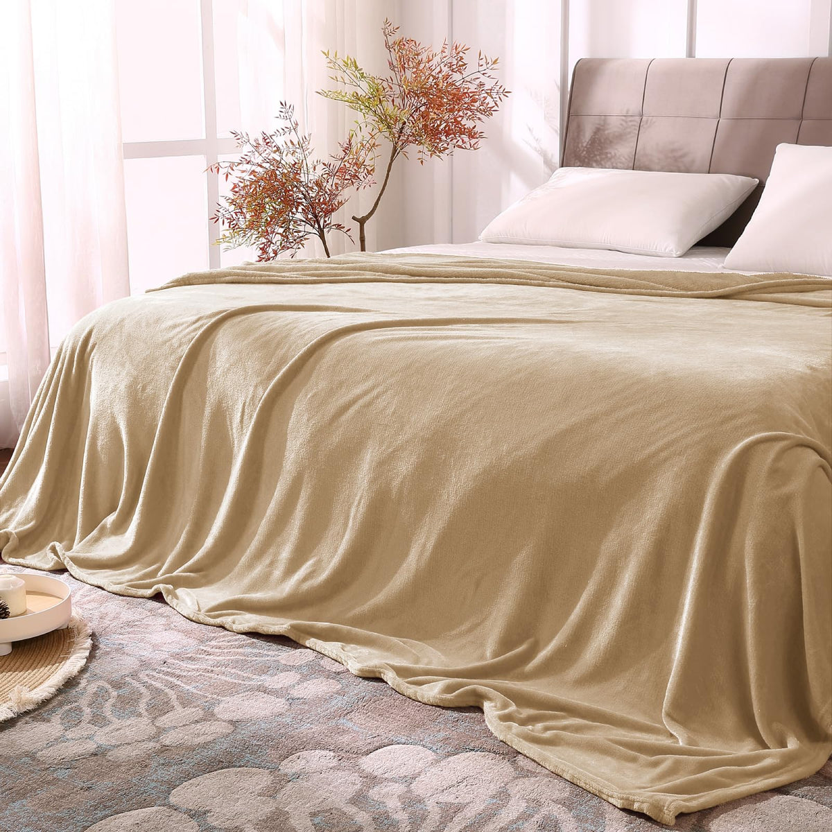 BEDELITE Fleece Blanket Soft Plush Throw for Couch Black 50"x60"