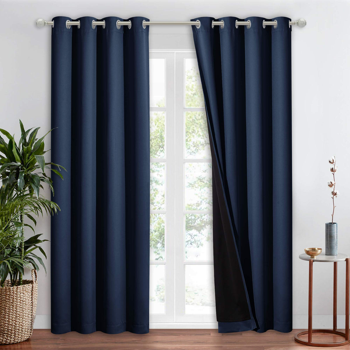 NICETOWN 100% Blackout Curtain 54 inches Long, Double-Deck Completely Blackout Window Treatment Thermal Insulated Lined Drape for Small Window (White, 1 PC, 52 inches Width Each Panel)