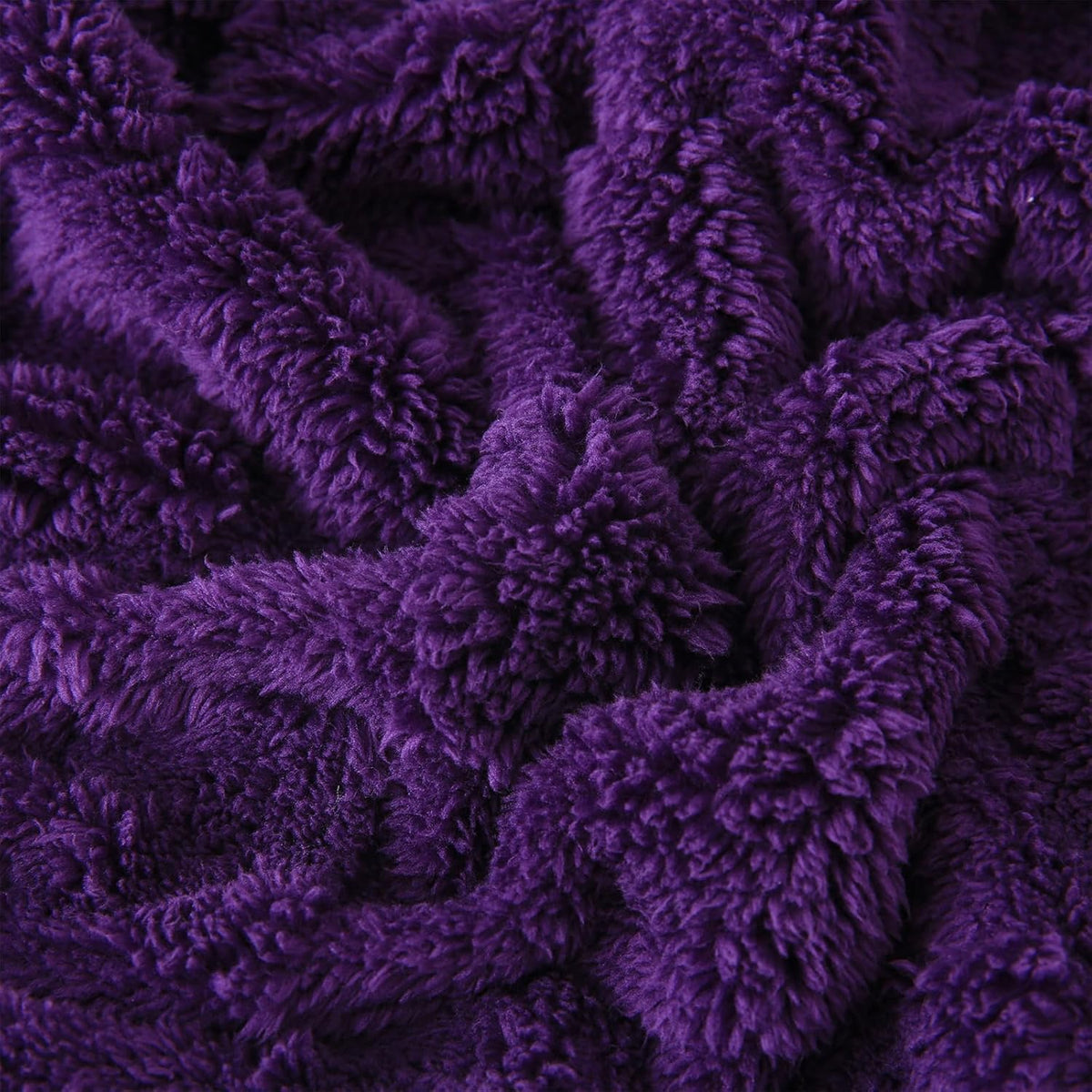 Deep Purple Fleece Throw Blanket 50”×60”Checkered Design for Couch