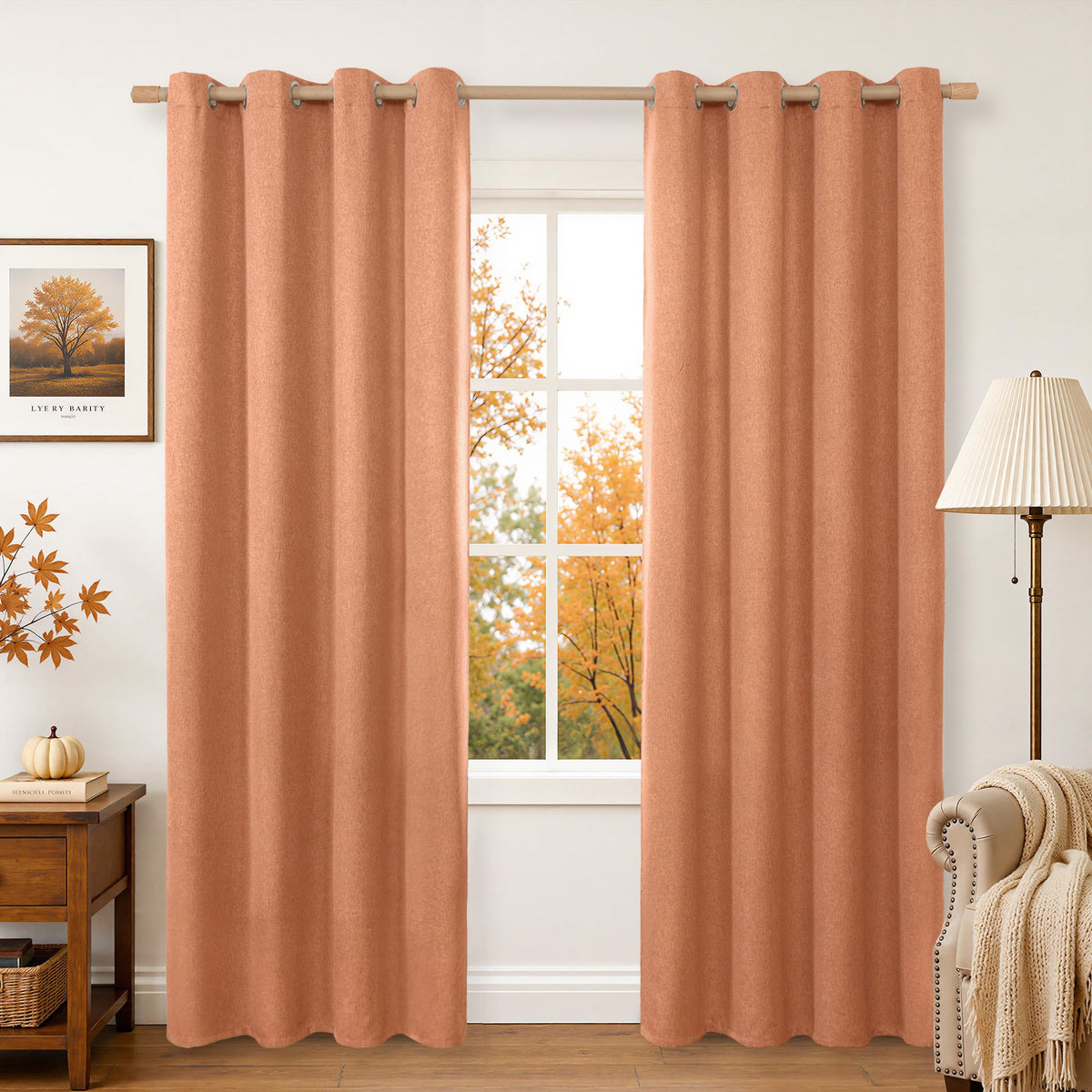 BGment Oatmeal Linen Curtains for Living Room 95 Inch Length 2 Panels Set, Privacy Drapes Light Filtering with Grommet for Farmhouse Bedroom No See Through, Each 52 Inch Wide