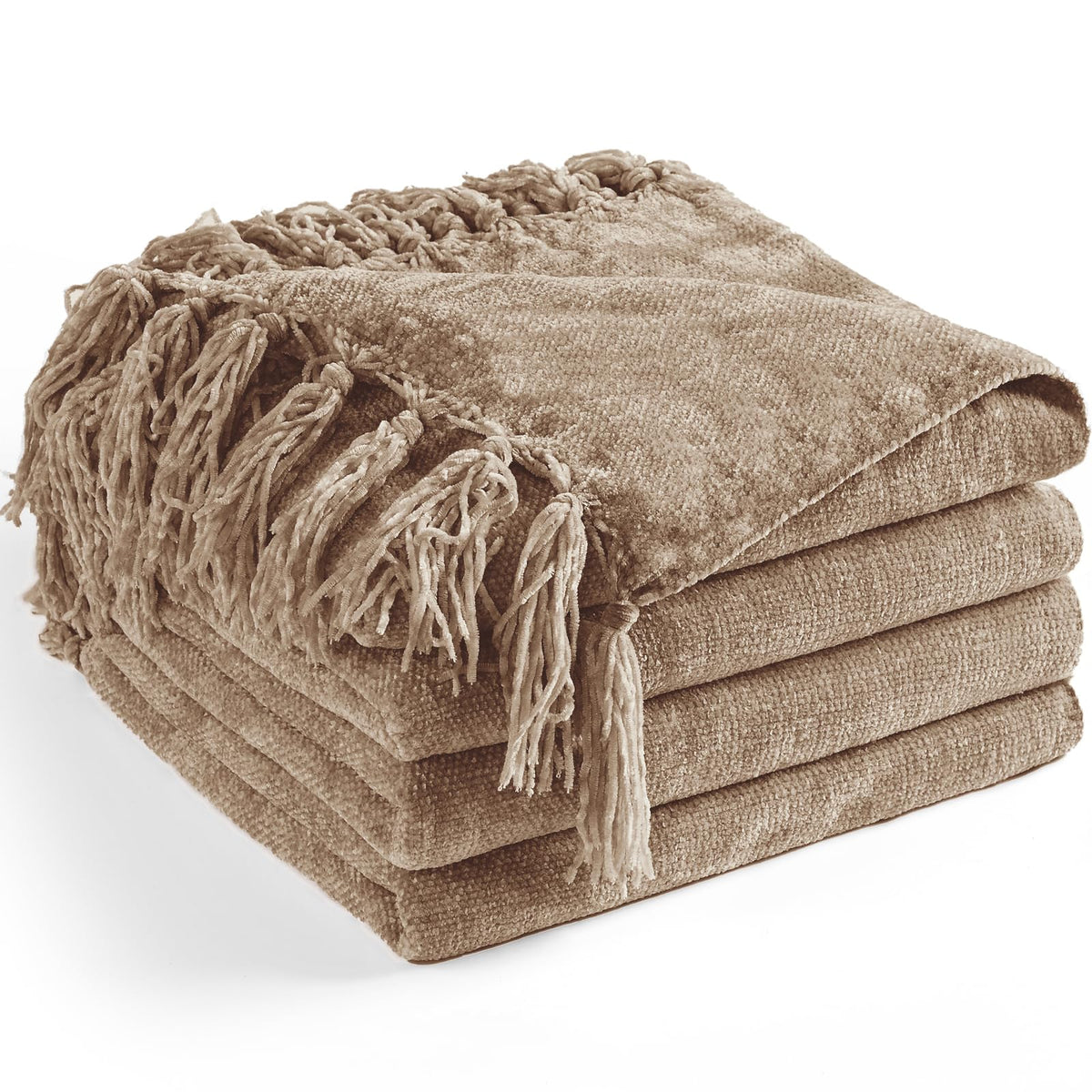 Chenille Throw Blanket for Couch 50" x 60", Olive Green