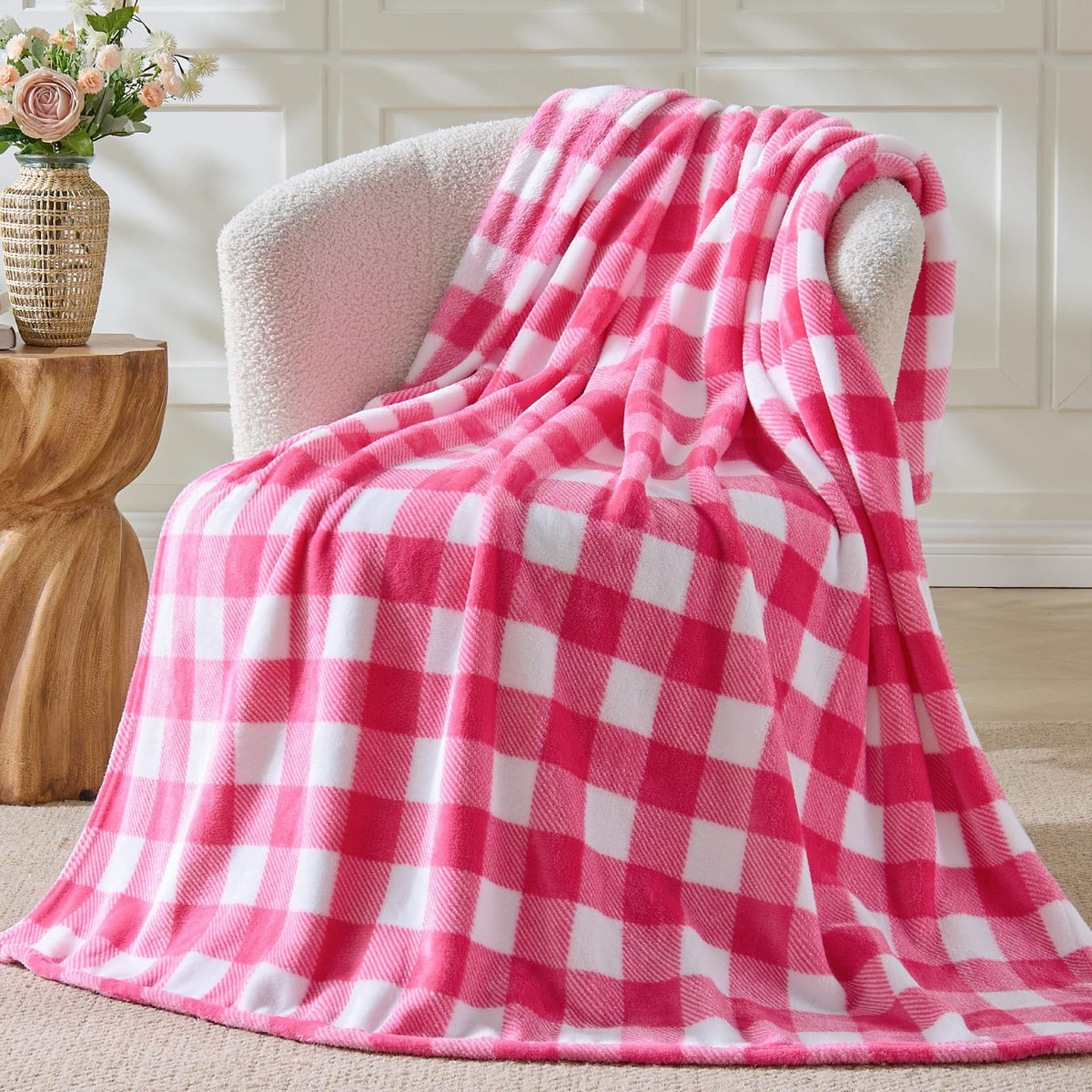 BEDELITE Buffalo Plaid Flannel Fleece Throw Blanket for Couch