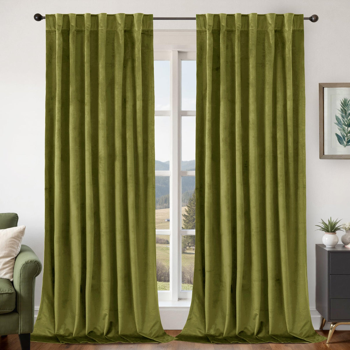 BGment Christmas Red Velvet Curtains 96 Inches for Living Room, Thermal Room Darkening Curtains Sound Reduce Drapes with Back Tab and Rod Pocket for French Door, 2 Panels, 52 x 96 Inch