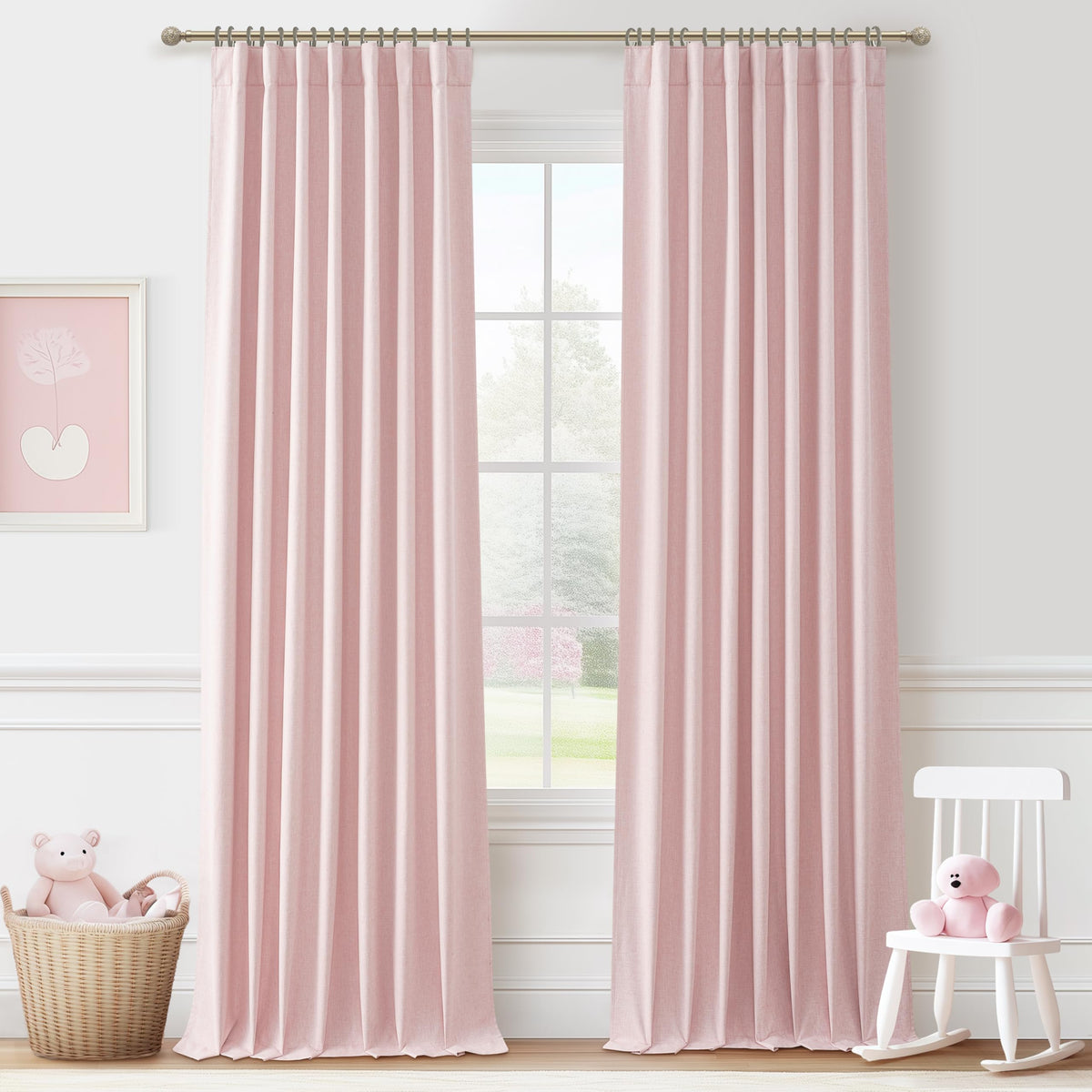 100% Blackout Curtains 84 Inch Length 2 Panels Set Farmhouse Style for Bedroom Windows/Living Room Thermal Insulated Neutral Boho Drapes Linen Blend Natural Ivory 7ft Long Hook Belt Pleated/Back Tab