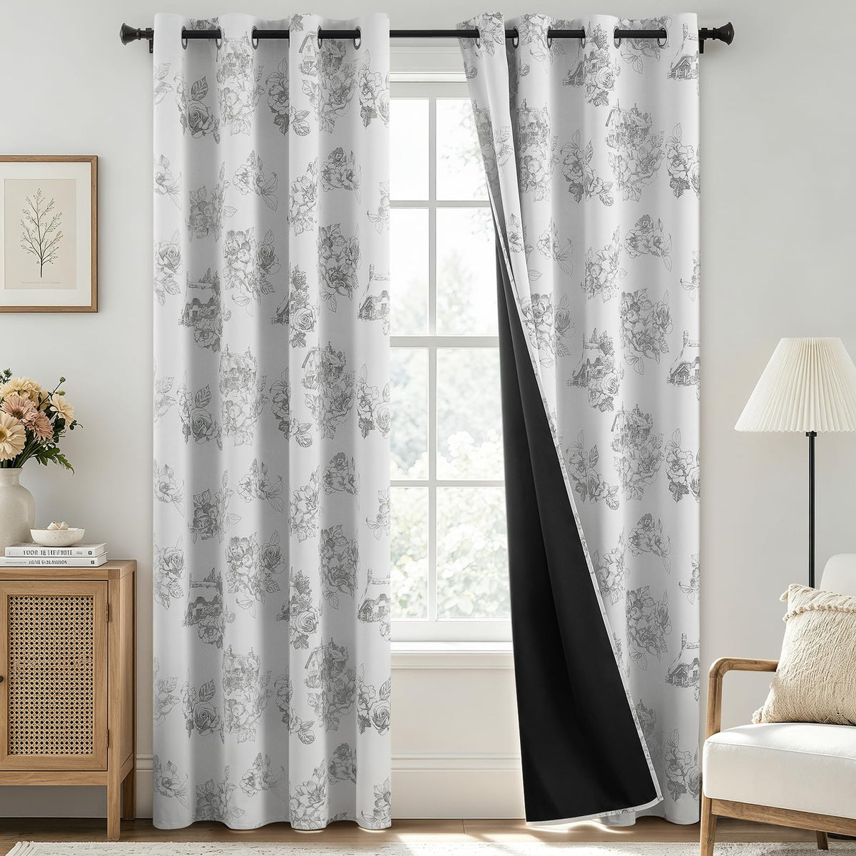 SimpleHome Cream 100% Blackout Curtains Room Darkening Living Room 84 Inch