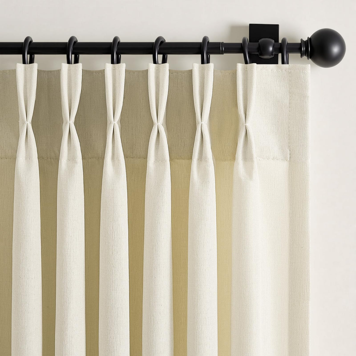 96 Inches Long Pinch Pleated Semi Sheer Curtains,Natural Linen Blended Light Filtering Window Curtains 96 Length for Living Room Bedroom Pinch Pleat Drapes with Hooks 2 Panels 72" Wx96 L