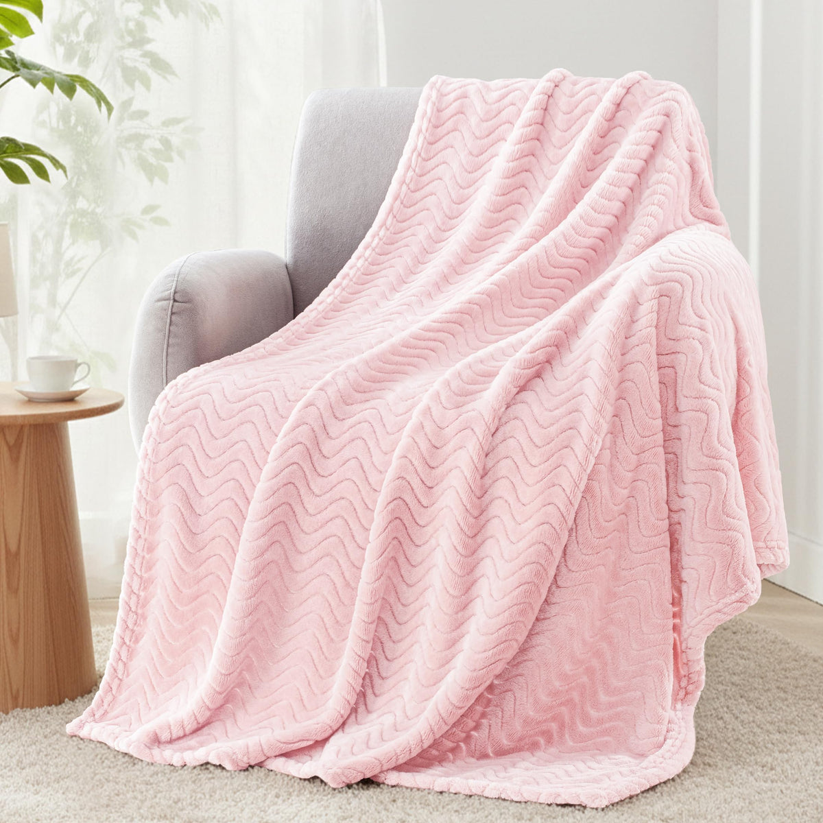 Exclusivo Mezcla Large Fleece Throw Blanket for Couch, Sofa, Celadon