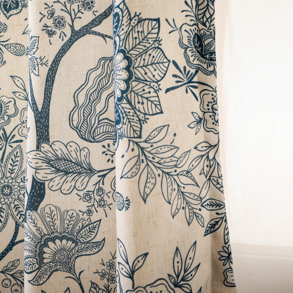 ISAENNE Designer French Linen Printed Curtains,2 Panels,71"x53"-Cornucopi