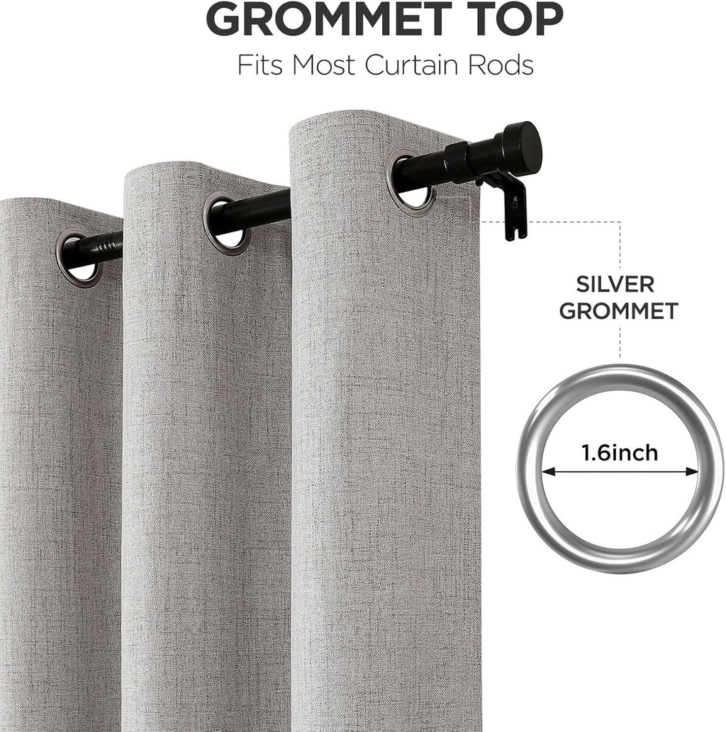 Joydeco Blackout Curtains 84 Inch Long, Linen Black Out Curtains for Bedroom 2 Panels with Grommet, Thermal Insulated, Noise Reducing Room Darkening Drapes Privacy Protection for Living Room Window