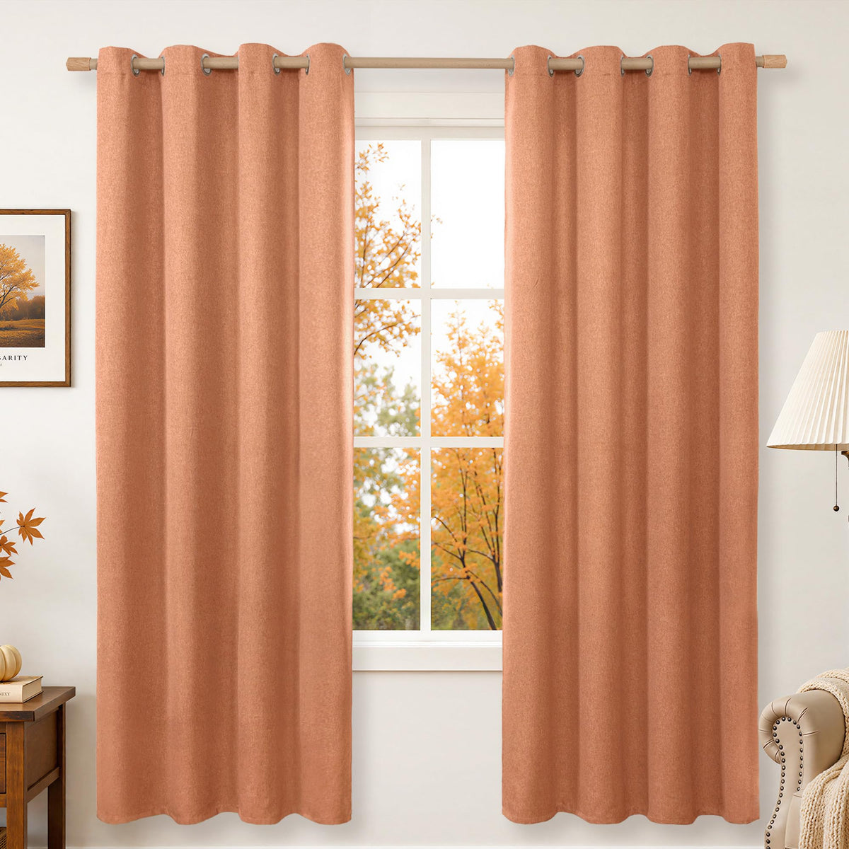 BGment Oatmeal Linen Curtains for Living Room 95 Inch Length 2 Panels Set, Privacy Drapes Light Filtering with Grommet for Farmhouse Bedroom No See Through, Each 52 Inch Wide