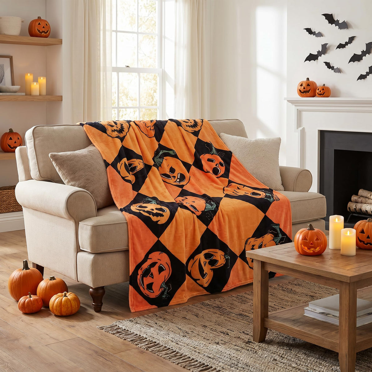 Autumn Harvest Flannel Throw Blanket, W50 x L70in