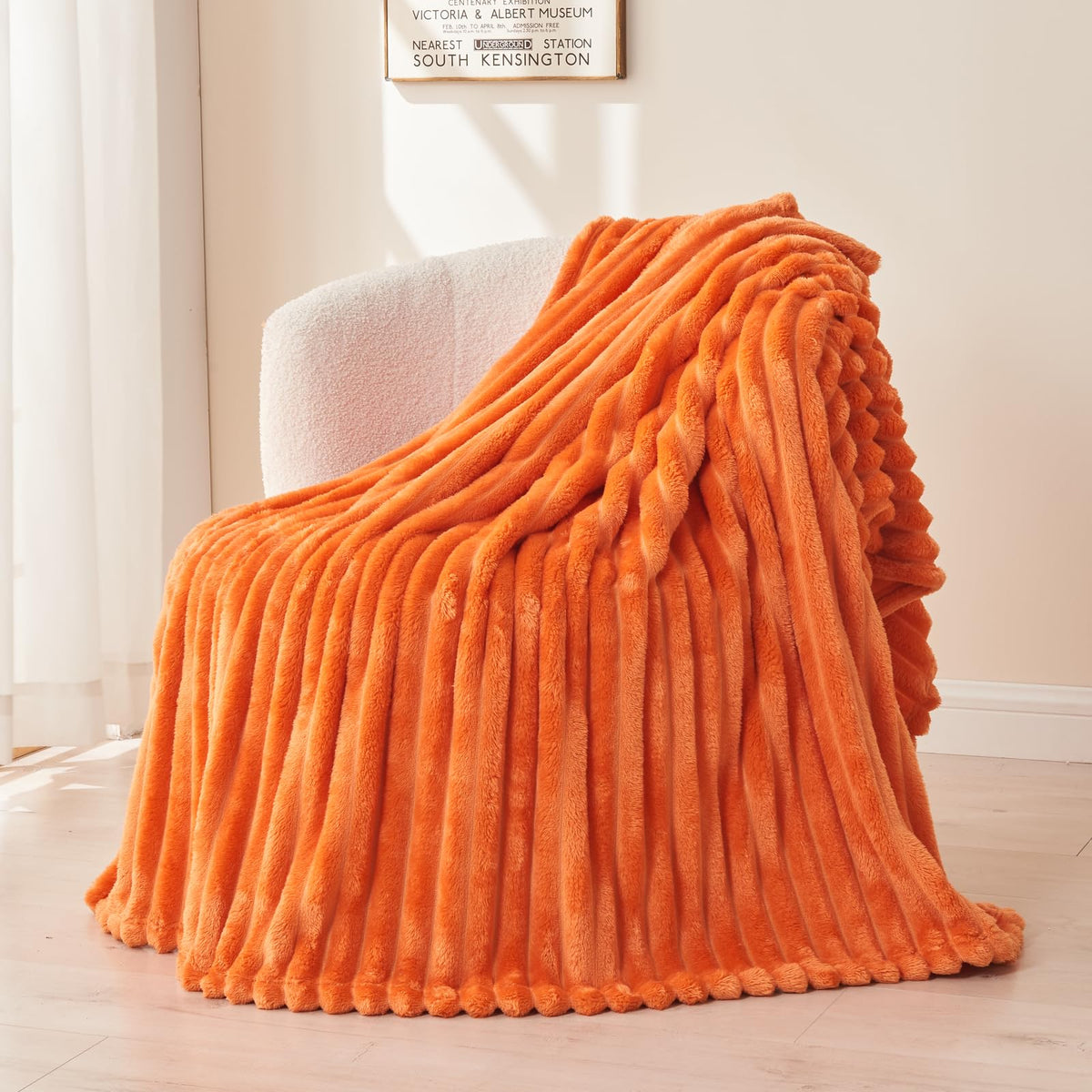 NEWCOSPLAY Fleece Ribbed Cozy Throw Blanket for Couch, Pink, 50"x60"