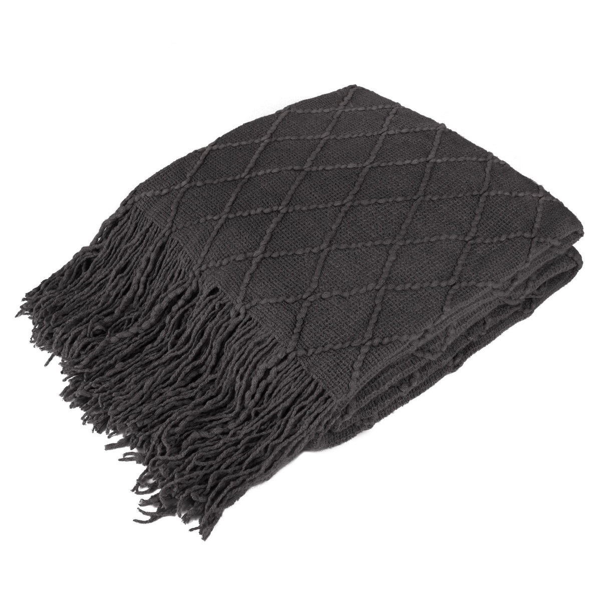 PAVILIA Tan Taupe Knit Throw Blanket, Soft Knitted Farmhouse, 50x60