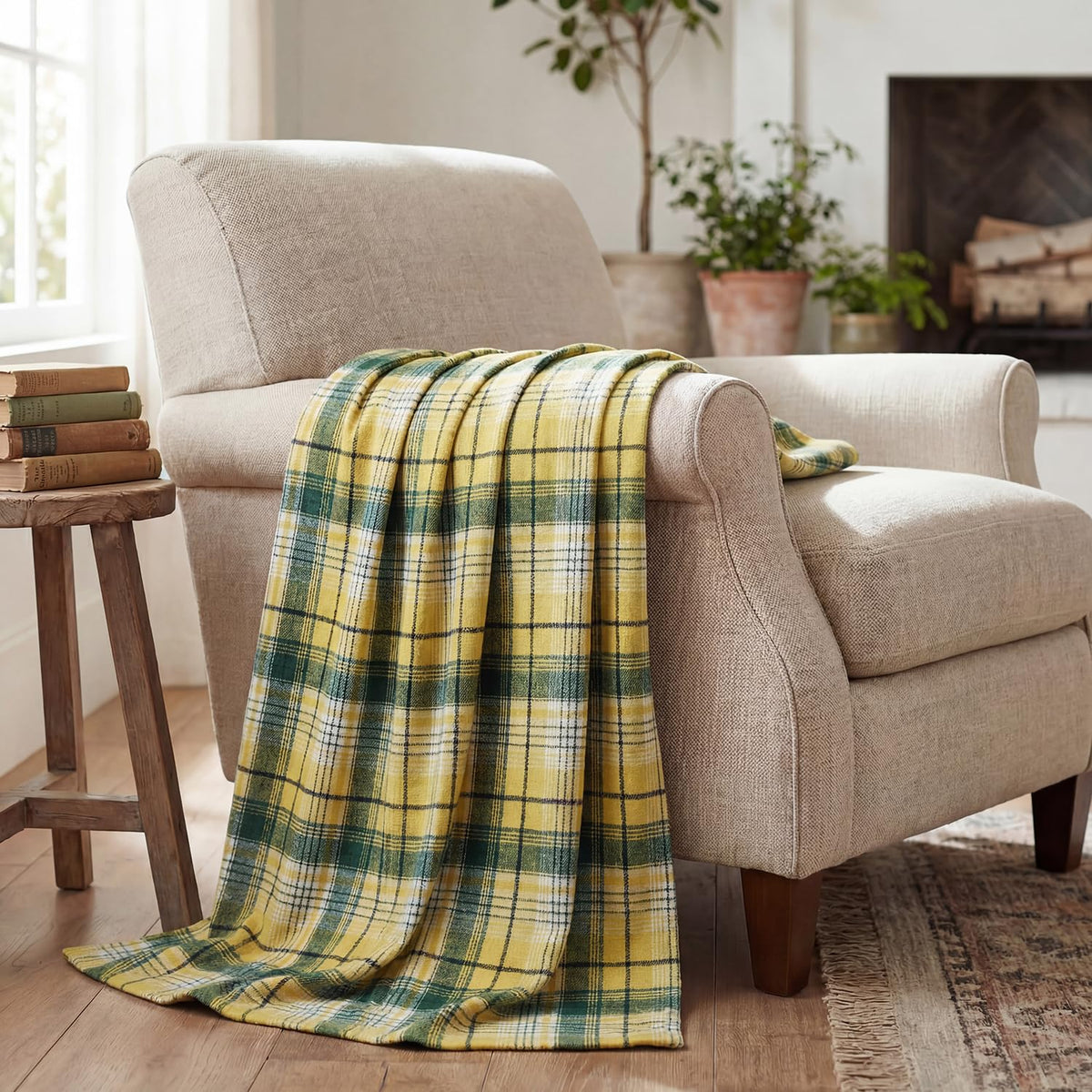 Horaldaily Rust Plaid Fall Decorative Throw Blanket 50x60