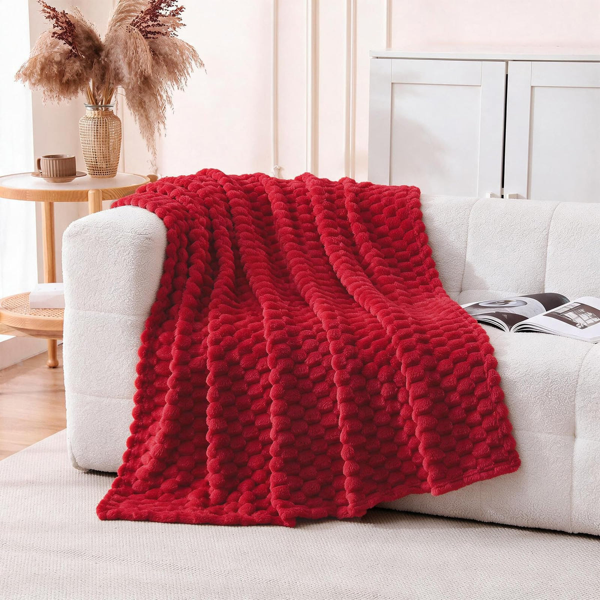 Light Blue Fleece Throw Blanket 50"×60" for Couch Sofa Bed