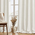 MIULEE Thick Linen Curtains, 42Wx72L, Light Blue Semi Sheer Linen Textured