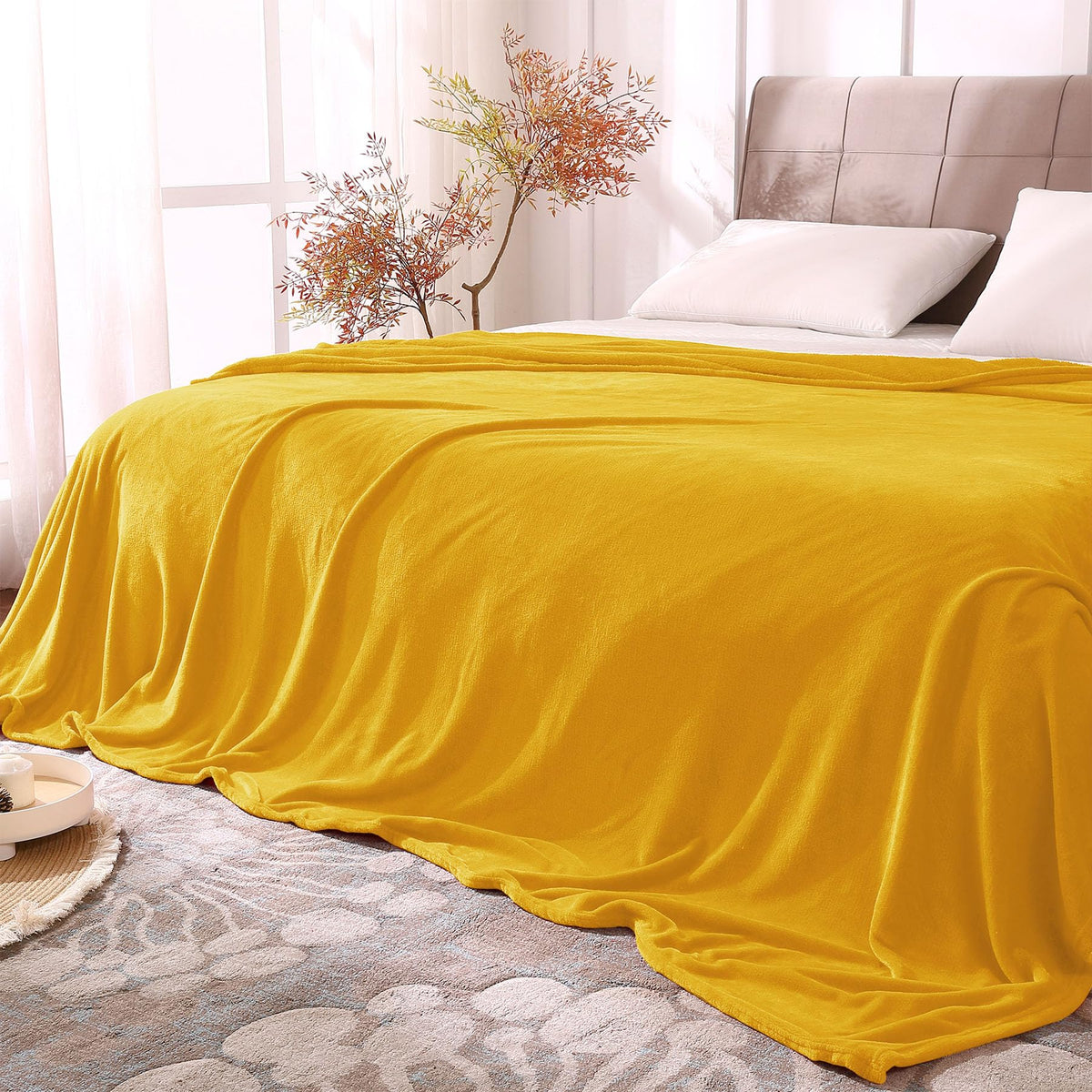 BEDELITE Fleece Blanket Soft Plush Throw for Couch Black 50"x60"