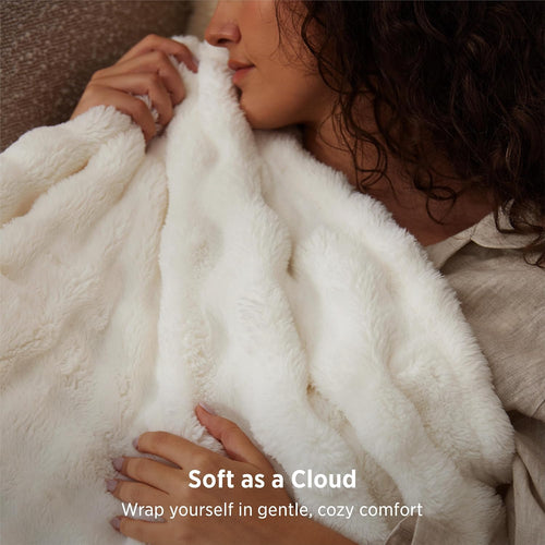 Bedsure Cloud Bubble Blanket, Soft Cozy Throw, Off White, 50"×60"